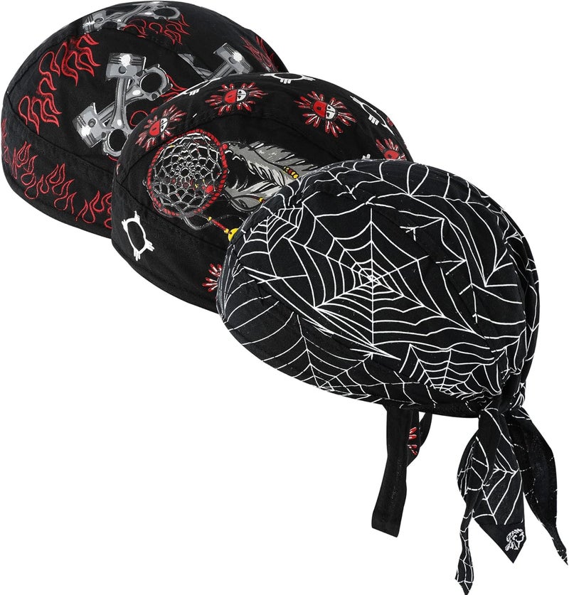 DOCILA 3 Pcs Do Rags for Men Skull Cap Bandana Hat Breathable Helmet Linner Beanie - Image 1